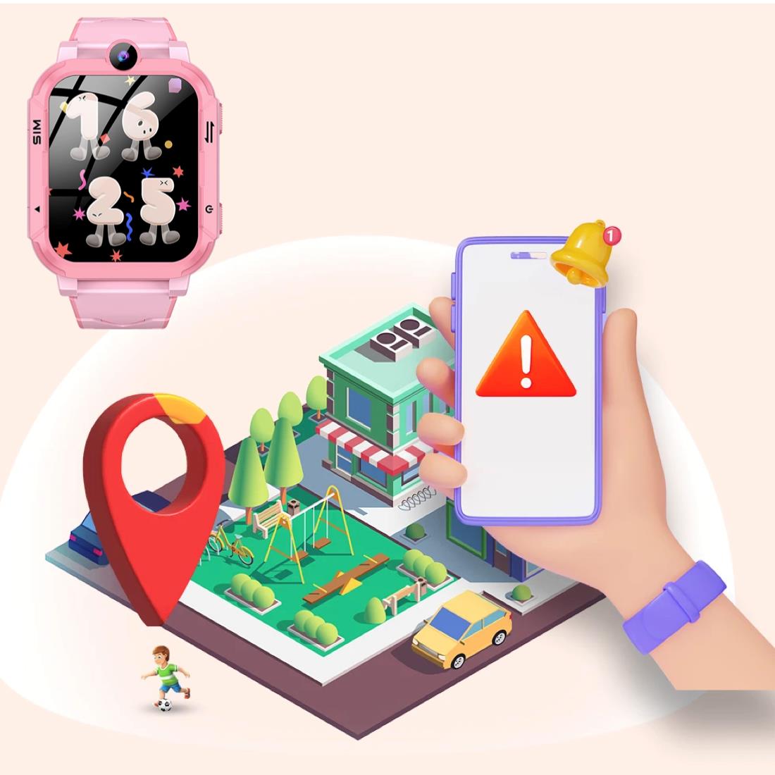 Blackview Z20 Smartwatch para Niños con GPS, Boton SOS y 4G Rosa - Imagen 3