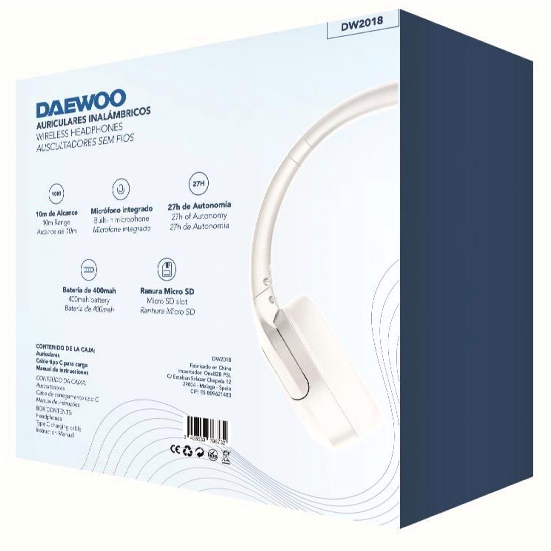 Daewoo DW2018 Auricular Bluetooth con MicroSD y Batería 27h Blanco - Imagen 6